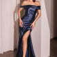 Satin Off The Shoulder Straps Gown By Ladivine J877 - Women Evening Formal Gown - Special Occasion/Curves