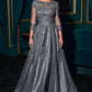 High Neckline Layered Tulle Gown by Cinderella Divine J883 - Special Occasion/Curves
