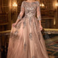 High Neckline Layered Tulle Gown by Cinderella Divine J883 - Special Occasion/Curves