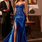 Strapless Sweetheart Leg Slit Gown By Ladivine J884 - Women Evening Formal Gown - Special Occasion