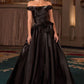 Organza Off The Shoulder Neckline Gown by Cinderella Divine J885 - Special Occasion