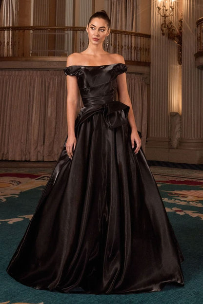 Organza Off The Shoulder Neckline Gown by Cinderella Divine J885 - Special Occasion