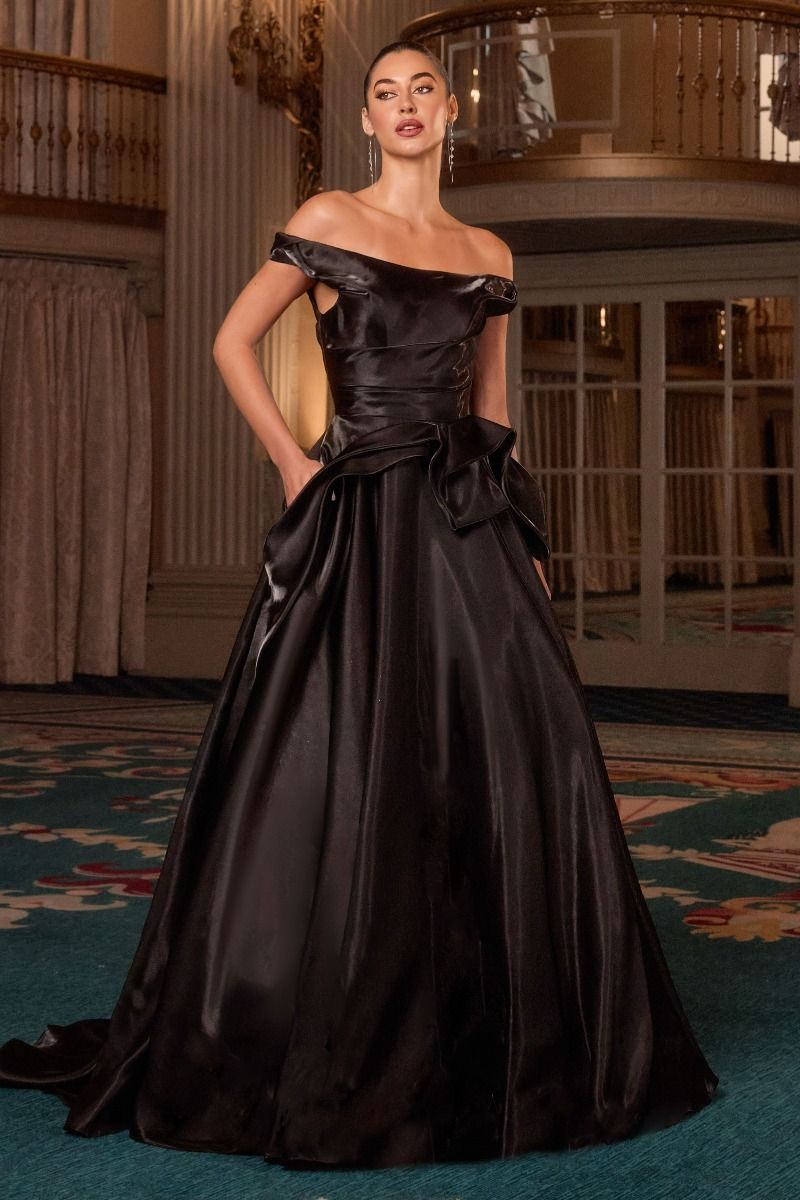 Organza Off The Shoulder Neckline Gown by Cinderella Divine J885 - Special Occasion