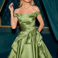 Organza Off The Shoulder Neckline Gown by Cinderella Divine J885 - Special Occasion