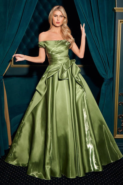 Organza Off The Shoulder Neckline Gown by Cinderella Divine J885 - Special Occasion