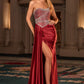 Strapless Neckline Leg Slit Gown By Ladivine J886 - Women Evening Formal Gown - Special Occasion