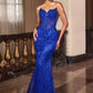 Sequin Strapless Sweetheart Neck Gown By Ladivine J888 - Women Evening Formal Gown - Special Occasion