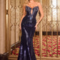 Illusion Neckline Mermaid Gown By Ladivine J894 - Women Evening Formal Gown - Special Occasion