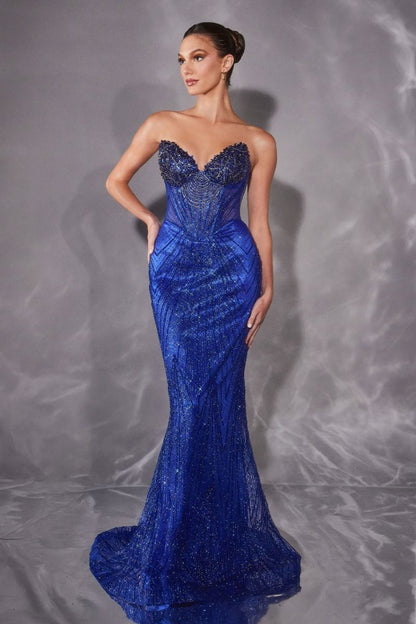 Embellishment Strapless Sheath Gown By Ladivine J903 - Women Evening Formal Gown - Special Occasion