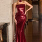 Fully Sequin Strapless Neckline Gown By Ladivine J905 - Women Evening Formal Gown - Special Occasion