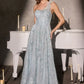 3D Floral One Shoulder A-Line Gown By Ladivine J909 - Women Evening Formal Gown - Special Occasion