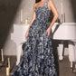 3D Floral One Shoulder A-Line Gown By Ladivine J909 - Women Evening Formal Gown - Special Occasion