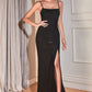 Rhinestone Stretch Satin Gown by Cinderella Divine KV1063 - Special Occasion