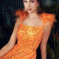 Feathered Ball Gown By Ladivine KV1076 - Women Evening Formal Gown - Special Occasion