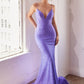 Fitted Glitter V-Neckline Mermaid Gown by Cinderella Divine KV1094 - Special Occasion