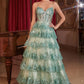 Layered Sequin V-Neckline Gown by Cinderella Divine KV1108 - Special Occasion/Curves