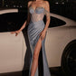 Off The Shoulder Leg Slit Gown By Ladivine KV1123 - Women Evening Formal Gown - Special Occasion