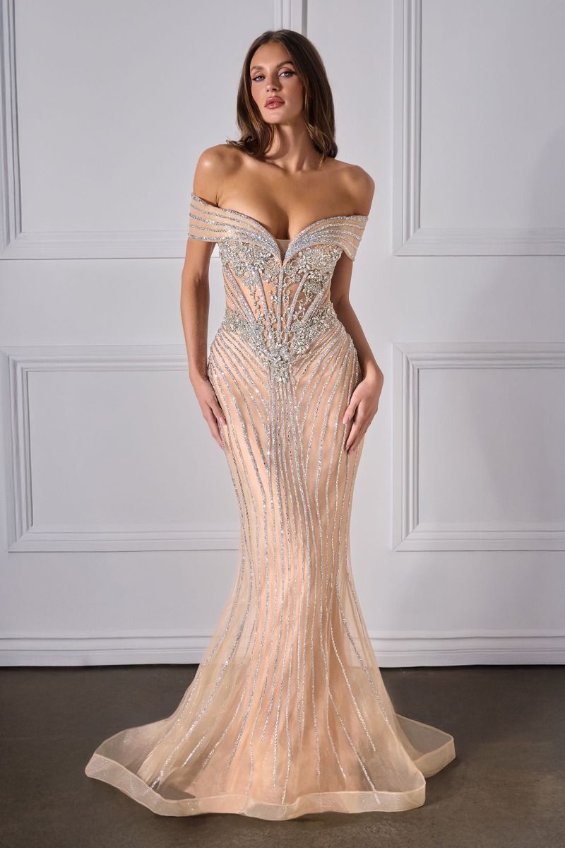 Crystal Fit & Flare Mermaid Gown By Ladivine KV1130 - Women Evening Formal Gown - Special Occasion