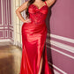 Sweetheart Neckline Thigh-High Slit Gown By Ladivine KV1132C - Women Evening Formal Gown - Curves