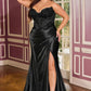 Beaded Lace Strapless Leg Slit Gown By Ladivine KV1136C - Women Evening Formal Gown - Curves