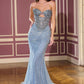 Crystal & Sequin Mermaid Gown By Ladivine KV1137 - Women Evening Formal Gown - Special Occasion