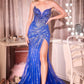 Strapless High Slit Mermaid Gown By Ladivine KV1138 - Women Evening Formal Gown - Special Occasion