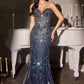 Strapless Sweetheart Mermaid Gown By Ladivine KV1139 - Women Evening Formal Gown - Special Occasion