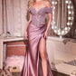 Crystal & Sequin Leg Slit Gown By Ladivine KV1140 - Women Evening Formal Gown - Special Occasion