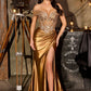 Crystal & Sequin Leg Slit Gown By Ladivine KV1140 - Women Evening Formal Gown - Special Occasion
