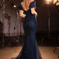 Crystal and Sequin Mermaid Gown By Ladivine KV1141 - Women Evening Formal Gown - Special Occasion