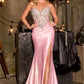 Strapless Bodice Leg Slit Gown By Ladivine KV1142 - Women Evening Formal Gown - Special Occasion