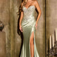 Strapless Bodice Leg Slit Gown By Ladivine KV1142 - Women Evening Formal Gown - Special Occasion