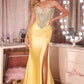 Strapless Bodice Leg Slit Gown By Ladivine KV1142 - Women Evening Formal Gown - Special Occasion