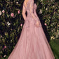 Long Sleeve Layered Tulle A-Line Gown by Cinderella Divine MA108 - Special Occasion/Curves