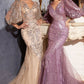 Long Sleeve Glitter Mermaid Print Gown by Cinderella Divine OC009- Special Occasion/Curves