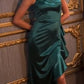 Fitted Satin with Ruffle Dress by Ladivine B8421 - Special Occasion