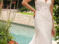 Lace Applique Mermaid Wedding Dress by Ladivine CDS432W 16 / Off White