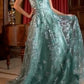 Sequin Floral Printed A-Line Gown by Cinderella Divine CB144 - Special Occasion