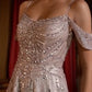 Embellished Off Shoulder A-Line Gown by Cinderella Divine CB147 -  Special Occasion/Curves