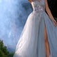 One Shoulder Tulle Leg Slit Formal Evening Gown by Andrea & Leo Couture - A1259 - Special Occasion