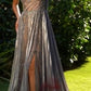 One Shoulder Metallic A-Line Formal Evening Gown by Andrea & Leo Couture - A1268 - Special Occasion