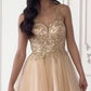 Beaded V-Neckline Layered Tulle Short Dress by Cinderella Divine CY022 - Special Occasion/Curves