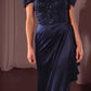 Satin Off The Shoulder Sheath Gown By Ladivine CR877 - Women Evening Formal Gown - Special Occasion