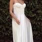 Satin A-Line Leg Slit Bridal Dress by Ladivine CD337W - Special Occasion/Curves