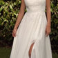 Chiffon Scoop Neckline A-Line Bridal Gown by Cinderella Divine CDS503W