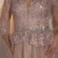 Three Quarter Sleeve Tulle A-Line Gown By Ladivine CD789 - Women Evening Formal Gown - Special Occasion