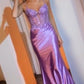 Embellished Bodice Crystal & Satin Gown By Ladivine CC8879 - Women Evening Formal Gown - Special Occasion
