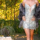 Sequin Plunging Neckline Short Dress by Cinderella Divine CM375 - Special Occasion