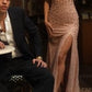Pearl Beaded V-Neckline Bodice Gown By Ladivine CC8801 - Women Evening Formal Gown - Special Occasion/Curves