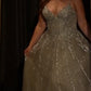 Crystal Beading Layered Tulle A-Line Gown By Ladivine CD786C - Women Evening Formal Gown - Curves